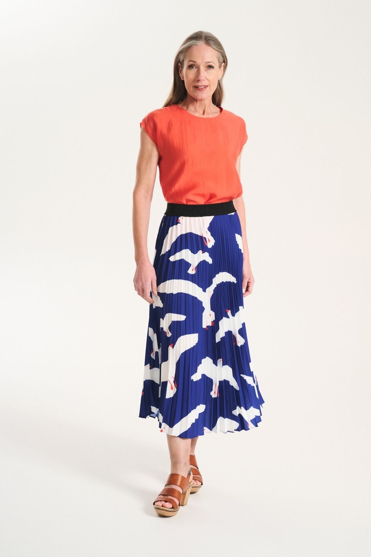 Flock Pleated Skirt Blue