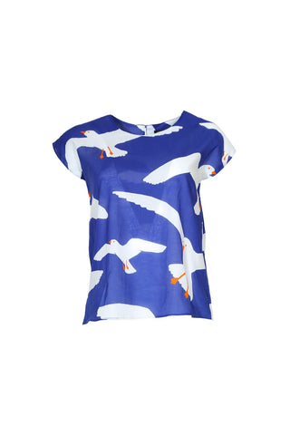 Flock Tee Blue in Cotton Voile