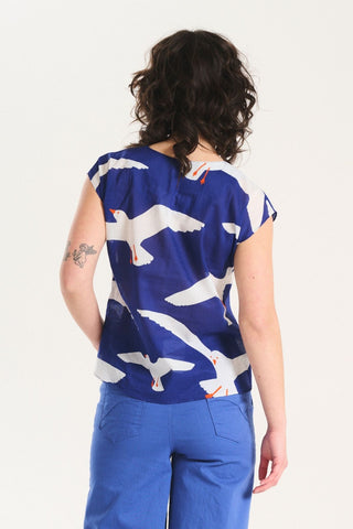 Flock Tee Blue in Cotton Voile
