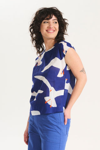 Flock Tee Blue in Cotton Voile