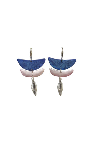 Moonflower Dangle Earrings Blue & Blush