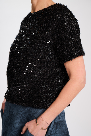 Gemma Top Black in Sequins