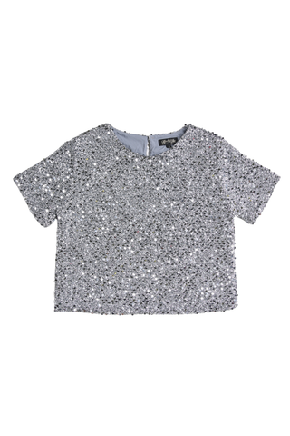 Gemma Top Silver in Sequins