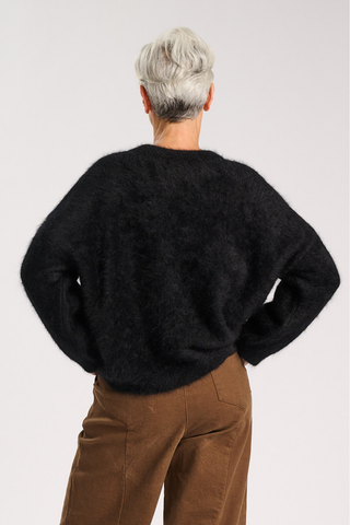 Geneva Knit Sweater Black in Premium Angora