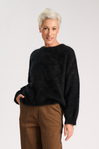Geneva Knit Sweater Black in Premium Angora