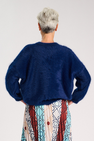 Geneva Knit Sweater Indigo in Premium Angora