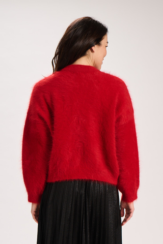 Geneva Knit Sweater Cherry Red in Premium Angora