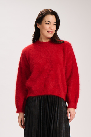 Geneva Knit Sweater Cherry Red in Premium Angora