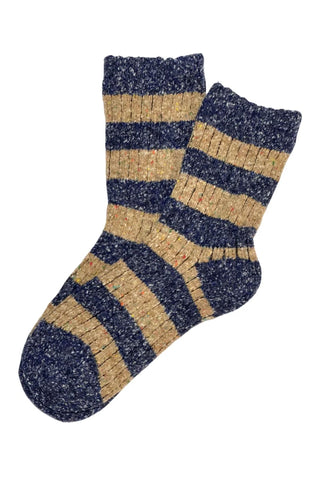 Grandpa Striped Wool Socks Beige