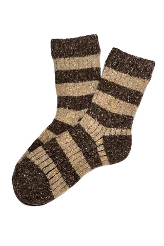 Grandpa Striped Wool Socks Coffee
