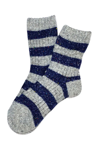 Grandpa Striped Wool Socks Light Grey