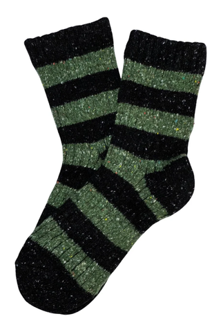 Grandpa Striped Wool Socks Green