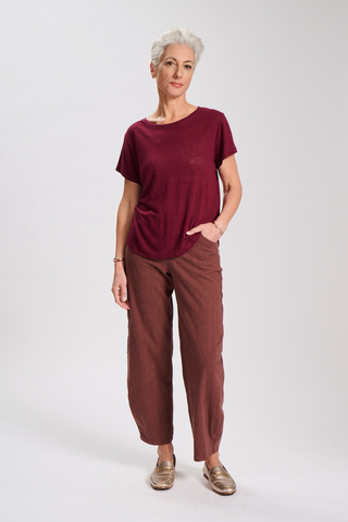 Greta Pants Lino Chocolate in Linen