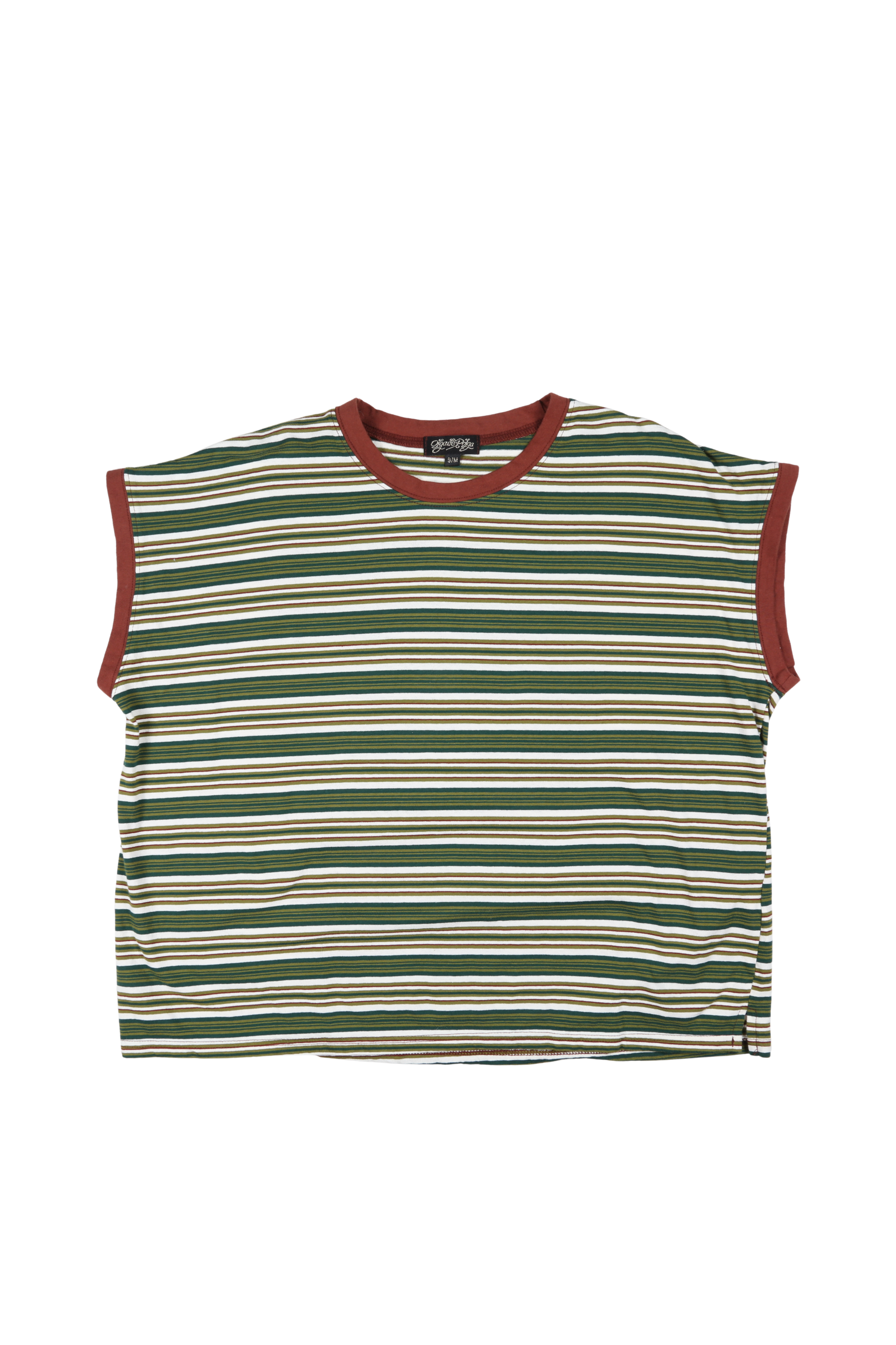 Haco Slouch Stripe Cotton T-Shirt Green | Pre Order (SM)