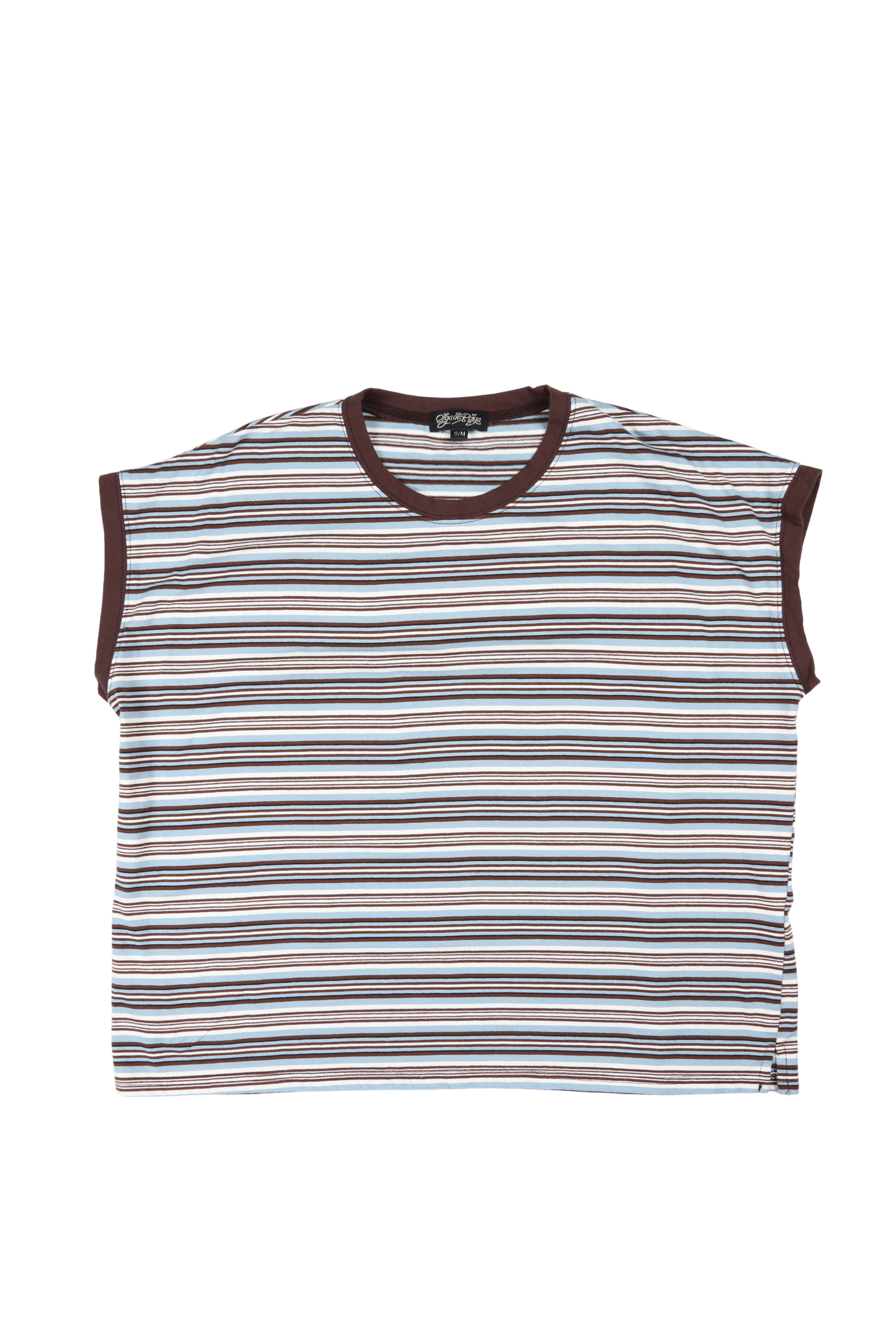 Haco Slouch Stripe Cotton T-Shirt Blue
