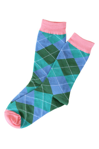 Harlequin Argyle Aqua Socks