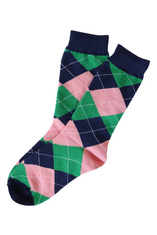 Harlequin Argyle Navy Blush Socks