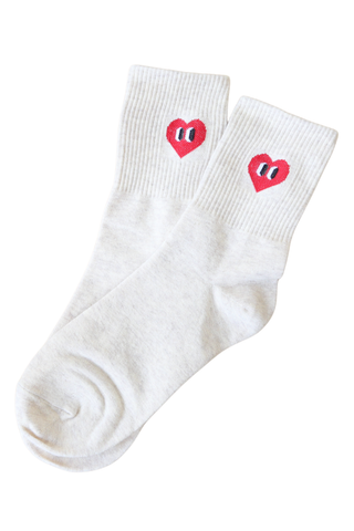Heart Socks White