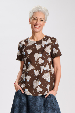 Henley Top Chocolate in Cotton