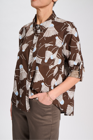 Henley Shirt Chocolate in Cotton