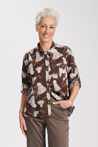 Henley Shirt Chocolate in Cotton