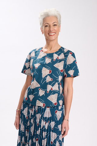 Henley Short Top Teal in Cotton