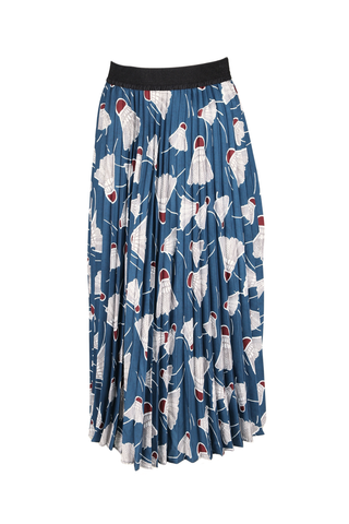 Henley Pleated Skirt Teal