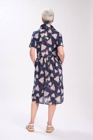 Henley Long Villa Dress Navy in Cotton Voile