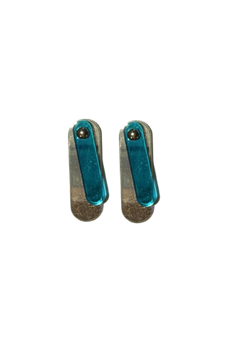 Layered Bar Earrings Teal