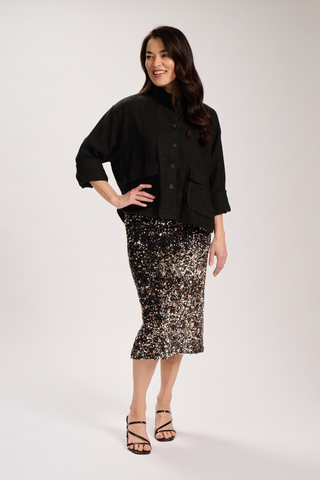 Jubilee Skirt Gold/Silver in Sequinned Velvet
