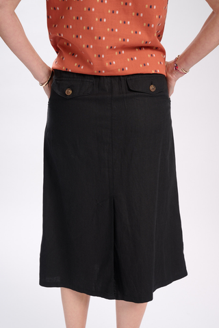 Audrey June Skirt Black in Cotton & Linen