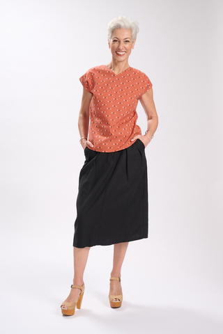 Audrey June Skirt Black in Cotton & Linen
