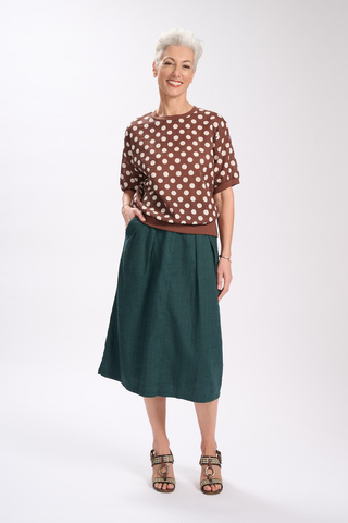 Audrey June Skirt Teal in Cotton & Linen