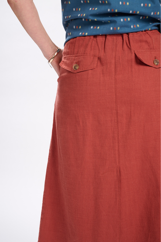 Audrey June Skirt Terracotta in Cotton & Linen