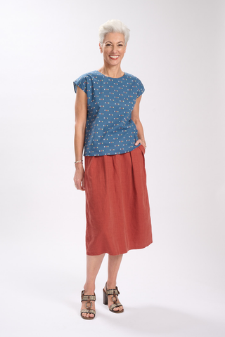 Audrey June Skirt Terracotta in Cotton & Linen