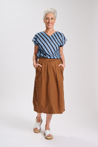 Audrey June Skirt Caramel in Cotton & Linen