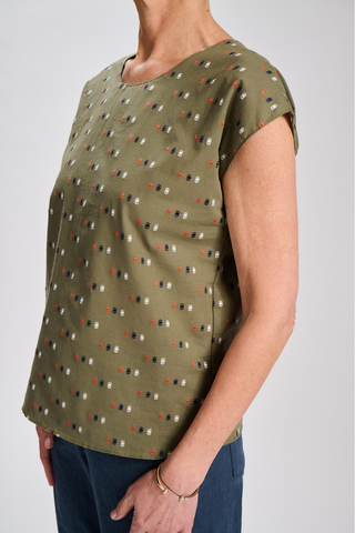 Kumo Weave Two-way Tee Khaki in Cotton