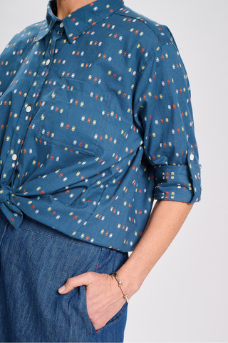 Kumo Weave Shirt Blue in Cotton