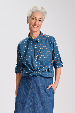Kumo Weave Shirt Blue in Cotton