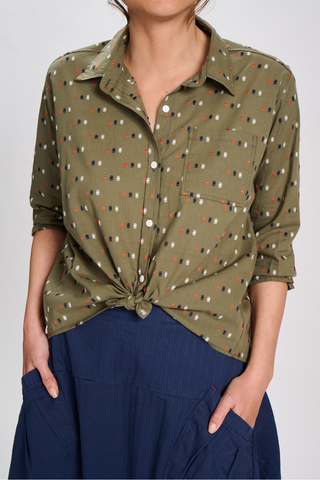 Kumo Weave Shirt Khaki in Cotton