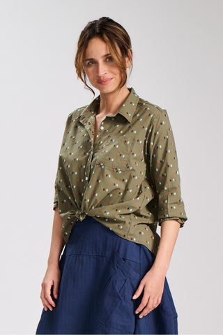 Kumo Weave Shirt Khaki in Cotton