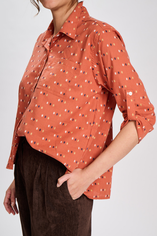 Kumo Weave Shirt Salmon in Cotton