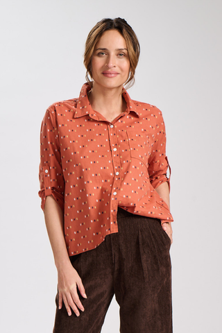 Kumo Weave Shirt Salmon in Cotton