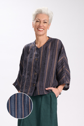Margot Sia Jacket Blue in Linen