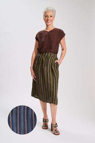 Sia Audrey Skirt Navy in Linen