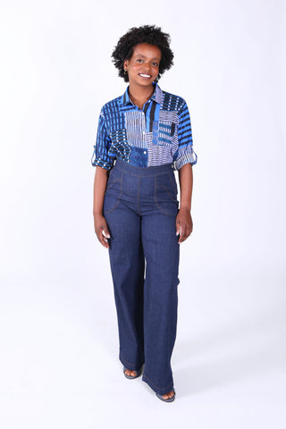 Peggy Ligera Pants Long Dark Wash in Summer Denim