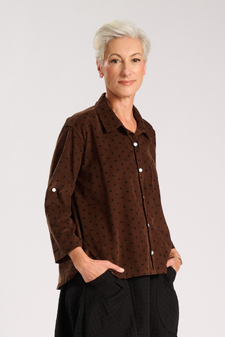 Livia Shirt Chocolate in Cotton Corduroy