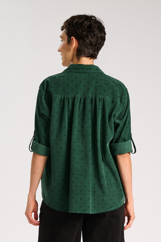 Livia Shirt Green in Cotton Corduroy