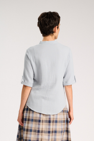 Lucie Shirt Blue in French Weave Cotton