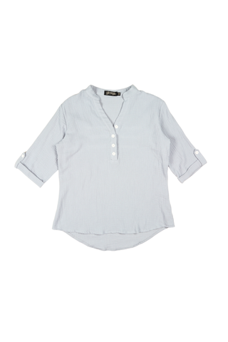 Lucie Shirt Blue in French Weave Cotton
